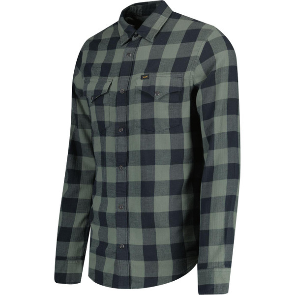 lee jeans mens clean check western long sleeve shirt fort green lee jeans mens clean check western long sleeve shirt fort green