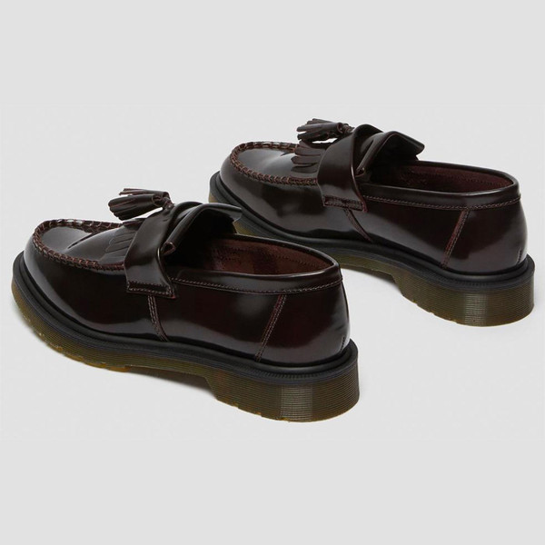 Dr. Martens Adrian Arcadia Leather Retro Tassel Loafers in Cherry Red