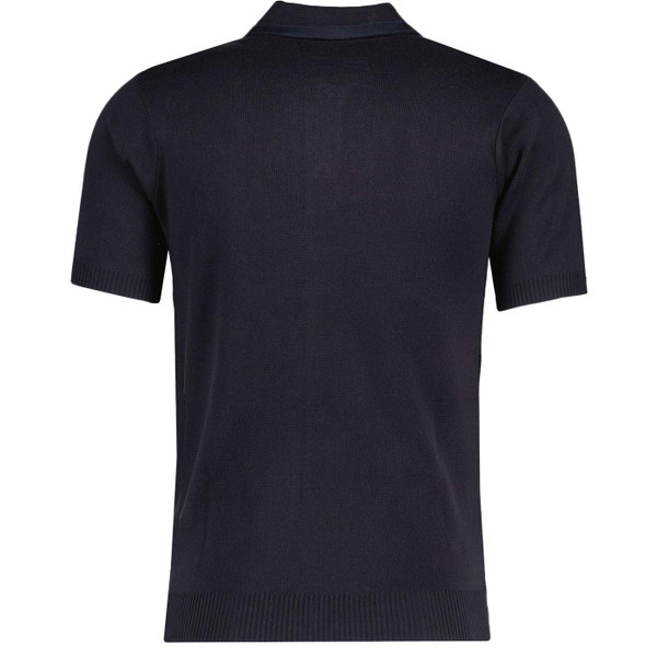 Gabicci Idol 50th Anniversary Retro Mod Intarsia Polo Cardigan in Navy