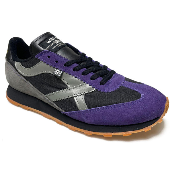 Walsh Strike Made in England Trainers in Black/Violet/Grey STR72014