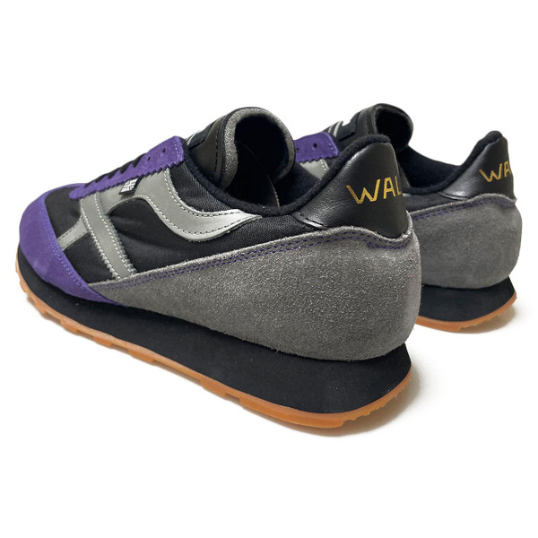 Walsh Strike Made in England Retro Trainers in Black/Violet/Grey STR72014