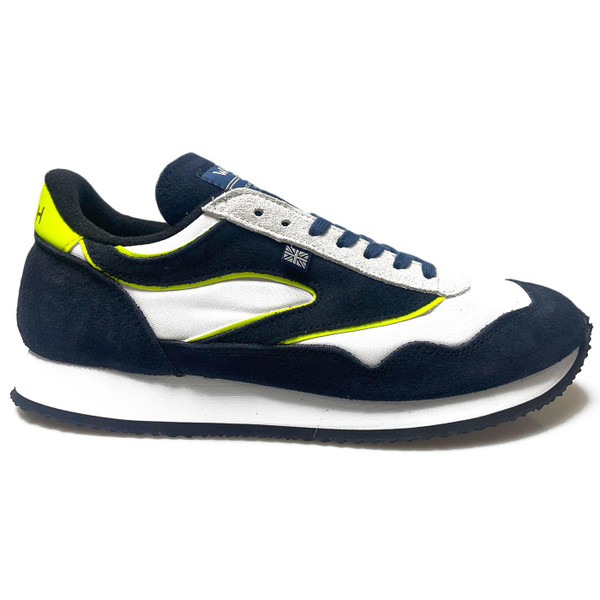 Walsh Ensign Classic Made in England Trainers in White/Navy/Yellow ENC71046