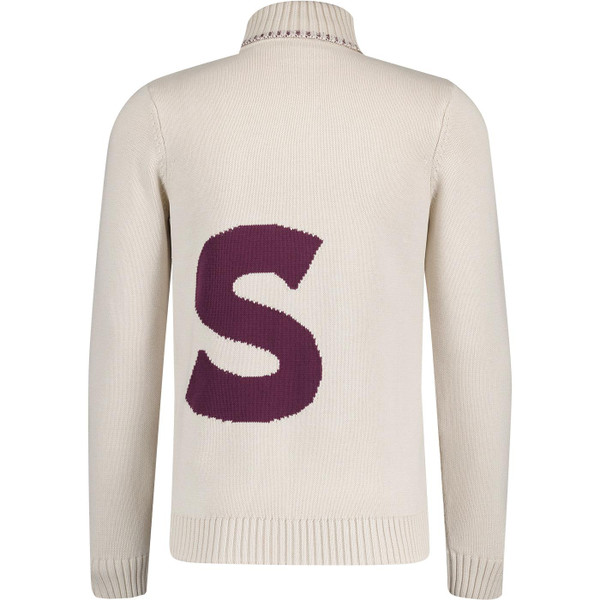 lyle and scott mens retro jacquard initials detail roll neck jumper beige