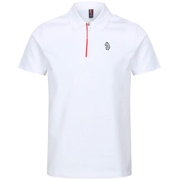 Luke Performance Relay Retro Zip Neck Polo Shirt in White M731470