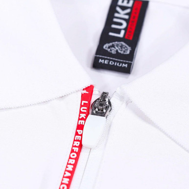 Luke Performance Relay Retro Zip Neck Polo Shirt in White M731470