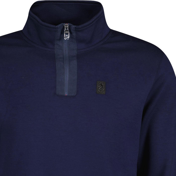 luke 1977 mens hull hardy quarter zip neck modal sweatshirt dark navy