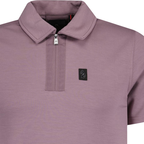 luke 1977 mens hardy zip neck polo tshirt dark lilac