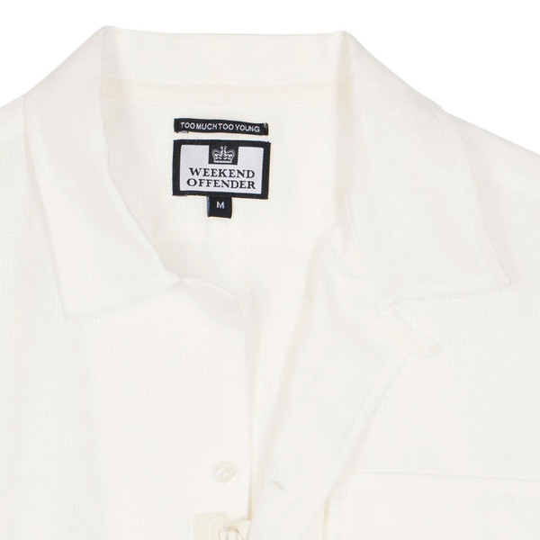 Weekend Offender Wilde Short Sleeve Retro Mod Pocket Shirt in White