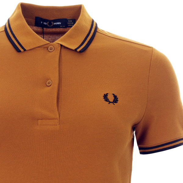 fred perry womens G3600 twin Tipped pique polo dark caramel 