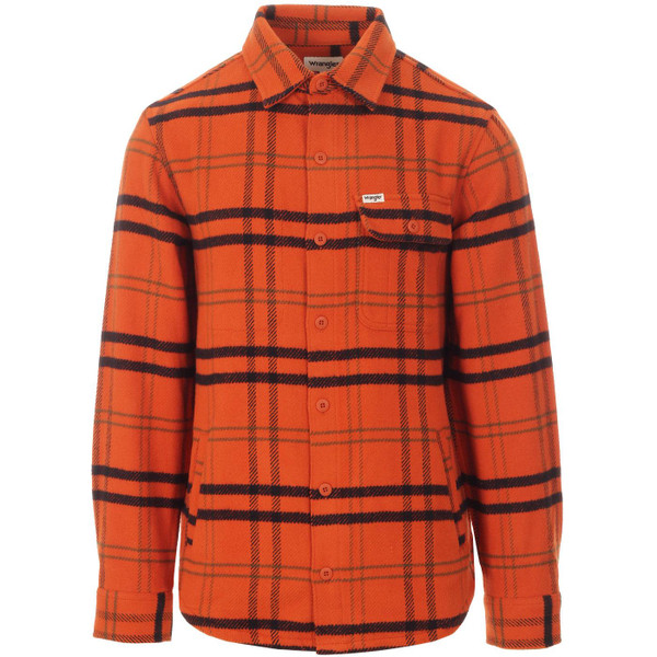 wrangler plaid check shacket overshirt apricot wrangler plaid check shacket overshirt apricot