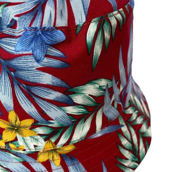 Failsworth Floral Retro 1990s Indie Reversible Bucket Hat in Brick