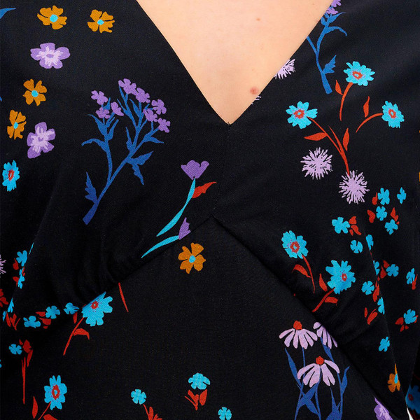 Sugarhill Brighton Retro 70s Petra Midi Dress in Wild Floral black print