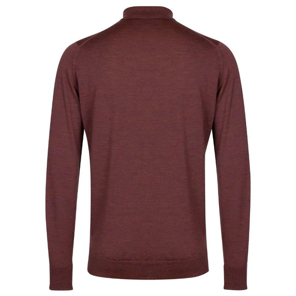 John Smedley Men's Dorset Long Sleeve Merino Wool Mod Polo in Copper