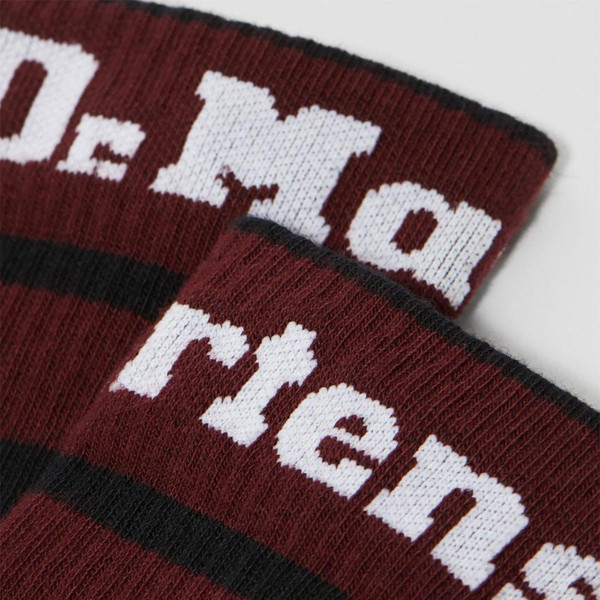 Athletic logo on Dr Martens womens socks in black / cherry red / white