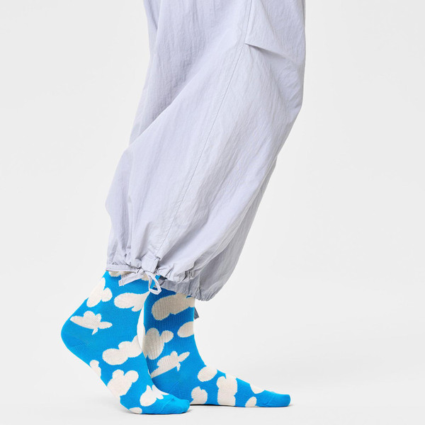 Happy Socks Women's Cloudy Socks in Sky Blue and White