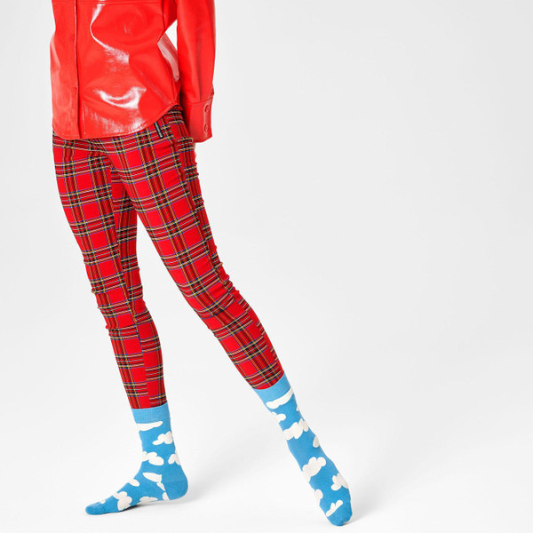 Happy Socks Women's Cloudy Socks in Sky Blue and White