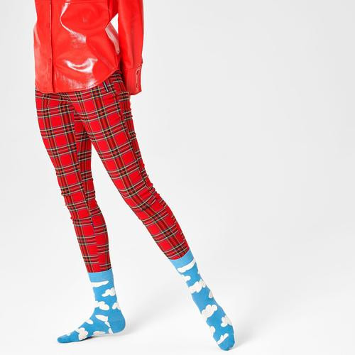 Happy Socks Women's Cloudy Socks in Sky Blue and White