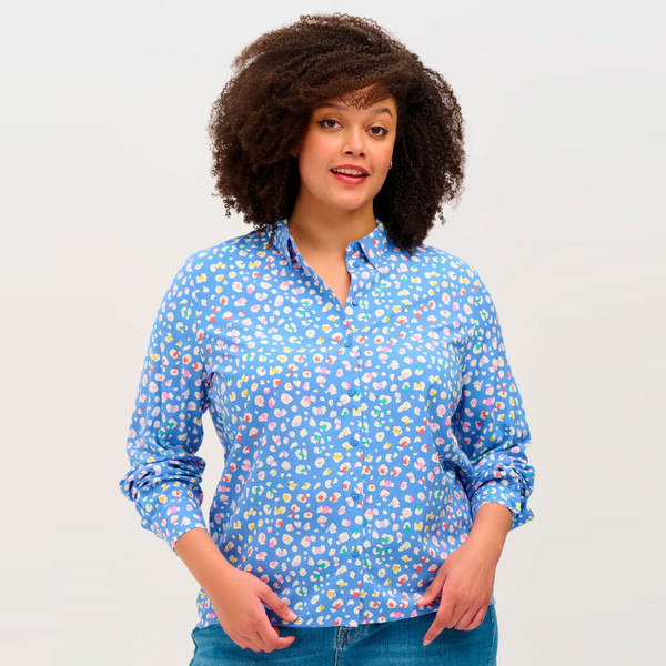 Sugarhill Brighton Joy Women's Shirt in Blue Rainbow Leopard