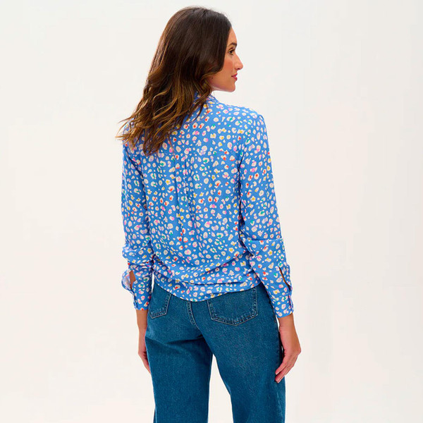 Sugarhill Brighton Joy Women's Shirt in Blue Rainbow Leopard