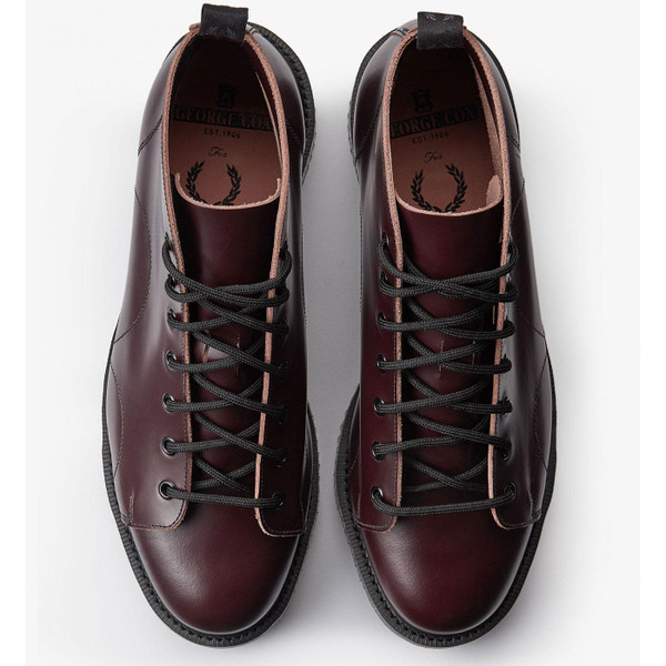 fred perry george cox leather monkey boots oxblood