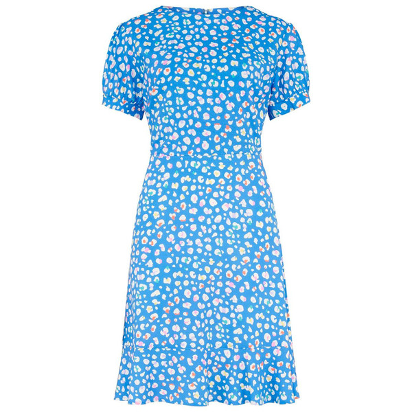 Sugarhill Brighton Amoret Retro Summer Dress in Blue Rainbow Leopard