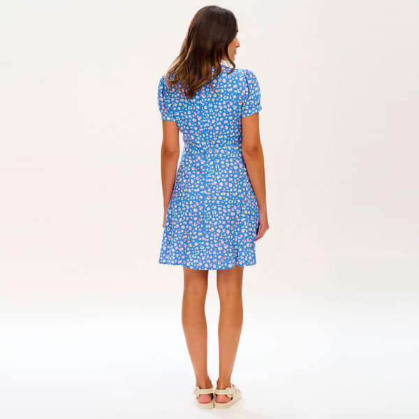 Sugarhill Brighton Amoret Retro Summer Dress in Blue Rainbow Leopard