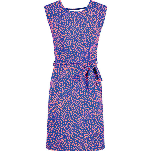 sugarhill brighton womens hetty paint spot pattern belted jersey dress blue pink