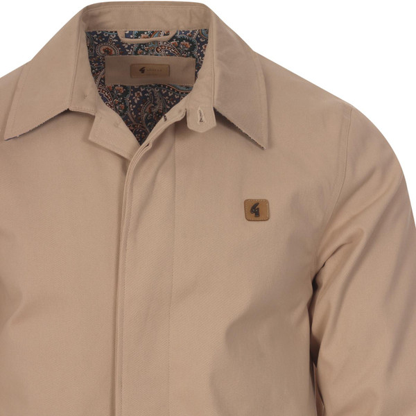 gabicci vintage mens houghton paisley print lining retro car coat oatmeal