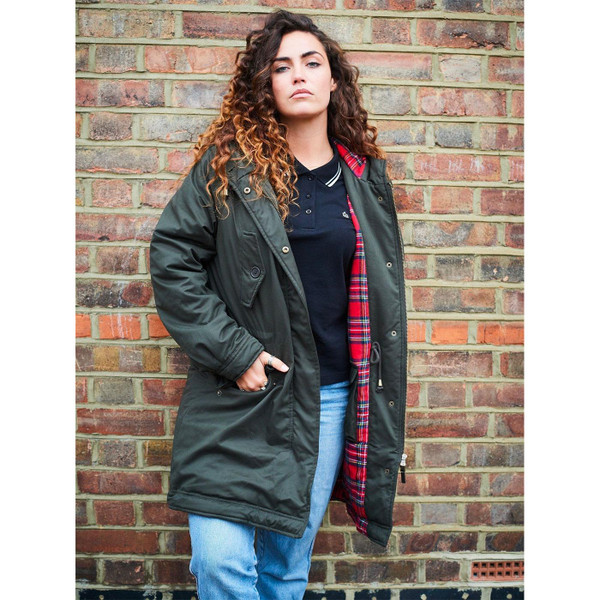 Merc Tobella Women's Mod Parka Coat in Khaki Green