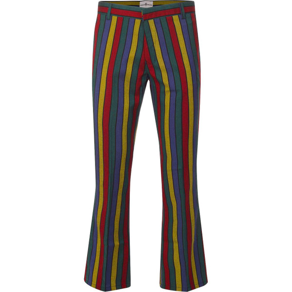 Madcap England Hendrix Stripe Retro 60s Psychedelic Bootcut Flared Trousers Front