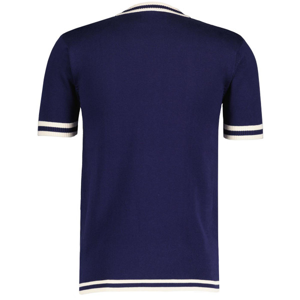 Madcap England Modernista Retro Mod Waffle Texture Contoured Stripe Knitted Tee in Eclipse