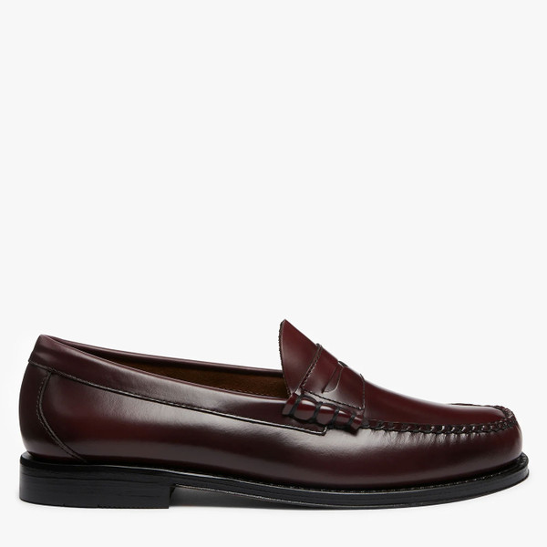 Side view of Bass Weejuns Heritage Larson 60s Mod Ivy league Penny Loafers in Wine