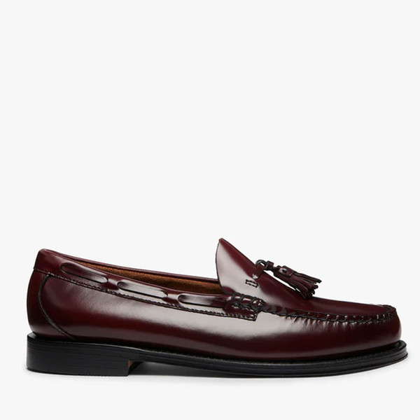 Side of Bass Weejuns Mens Heritage Larkin Tassel Loafers in Wine Leather