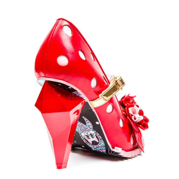 Irregular Choice Crystal Pips Retro 60s Polka Dot Floral Heels in Red