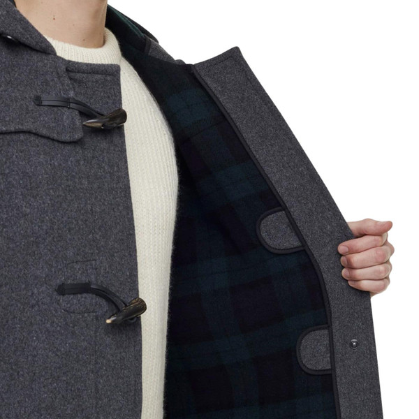 gloverall mens mid lenght hooded duffle coat grey blackwatch