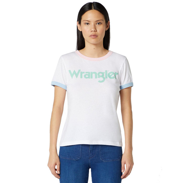 wrangler womens pastel ringer t-shirt white