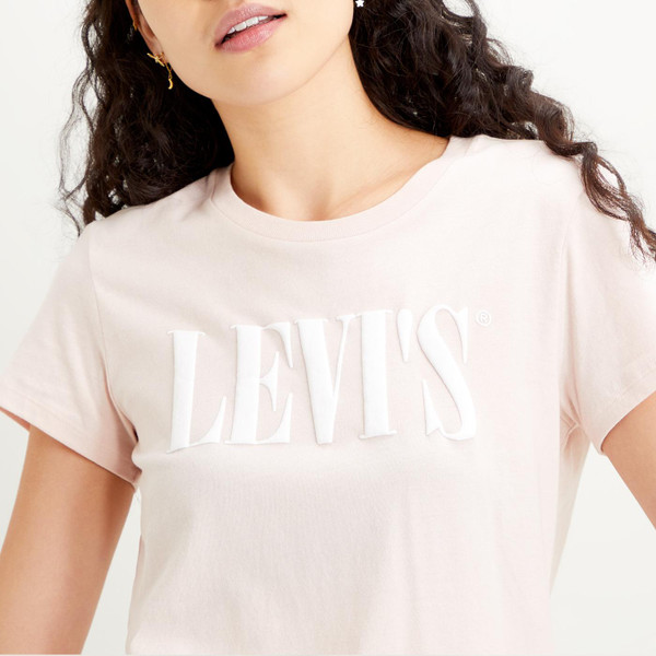 levis womens perfect serif logo tshirt sepia rose