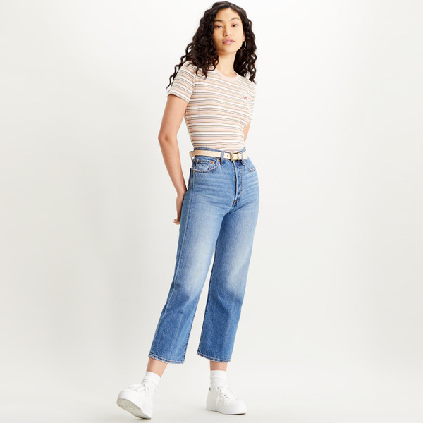 levis womens rib baby bombarde stripe tshirt sepia rose