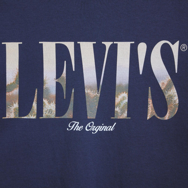 levis mens relaxed fit serif logo photo print tshirt blue