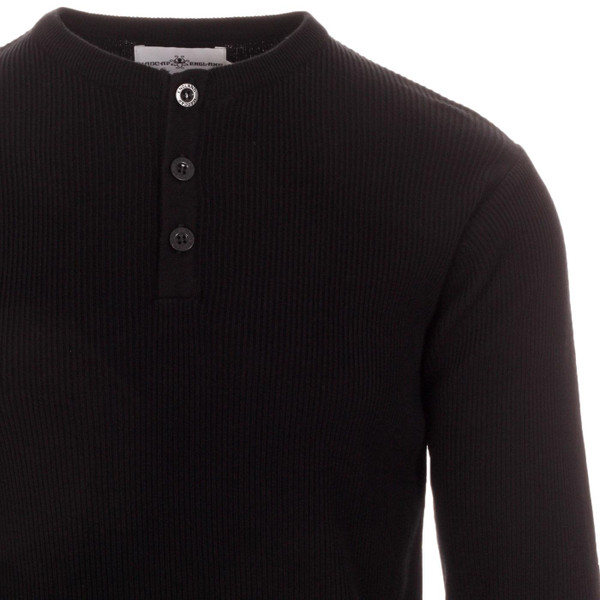 Madcap England Men's Mod Ribbed Knit Grandad Top in Black