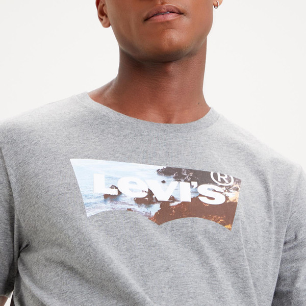 levis mens housemark logo graphic tshirt marl grey