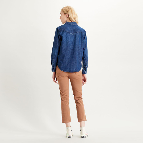 levis womens soft canvas cropped utility trousers toasted coconut