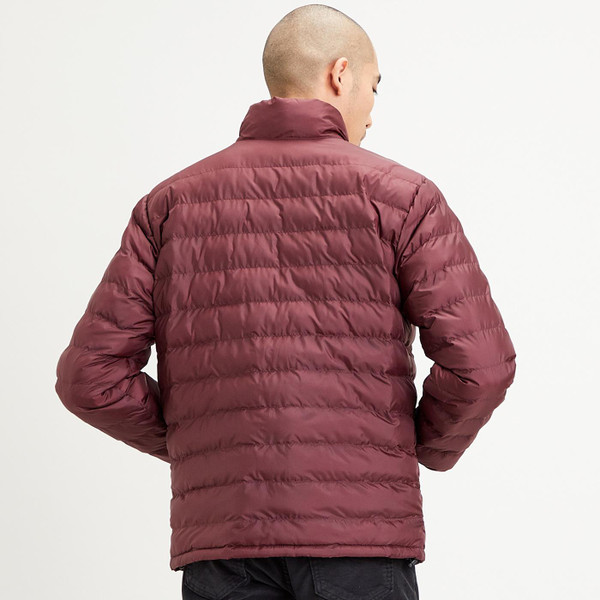 levis mens presidio packable quilted zip jacket sassafras red