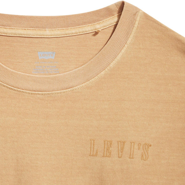 levis womens serif logo embroidery varsity tshirt tan
