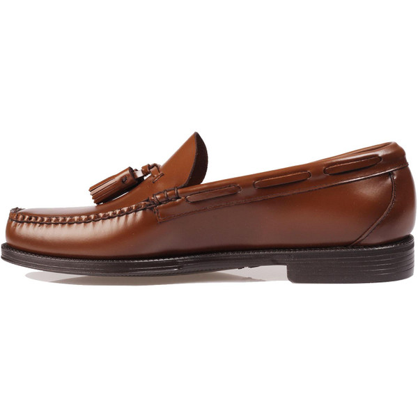 Inside of GH Bass Larkin Easy Weejun Moccasin Loafers in Mid Brown Leather & Rubber Sole