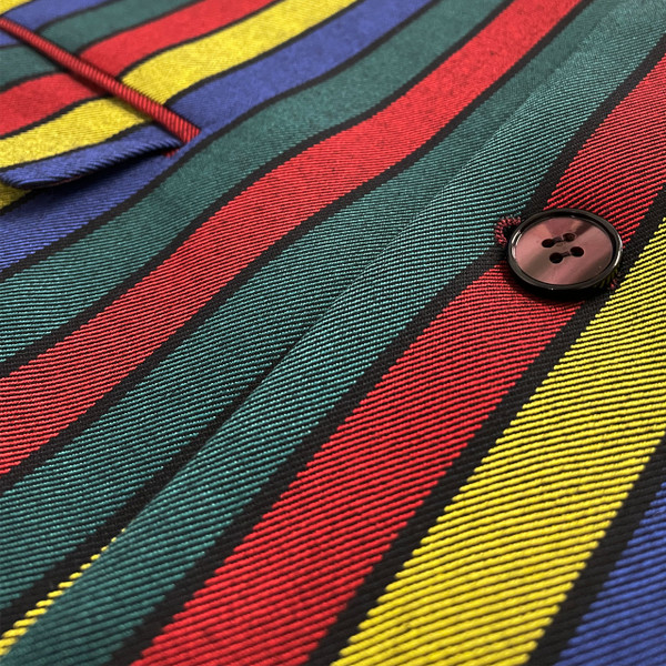 Madcap England Hendrix Stripe Retro Psychedelic 60s Mod Boating Blazer Jacket - Close up on fastening and stripes