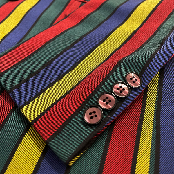 Madcap England Hendrix Stripe Retro Psychedelic 60s Mod Boating Blazer Jacket - Close up on cuff buttons