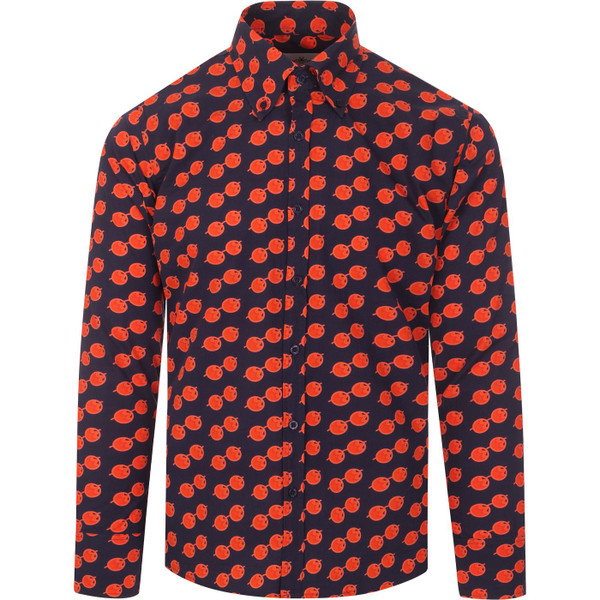 madcap england mens trip lennon glasses print long sleeve shit navy red