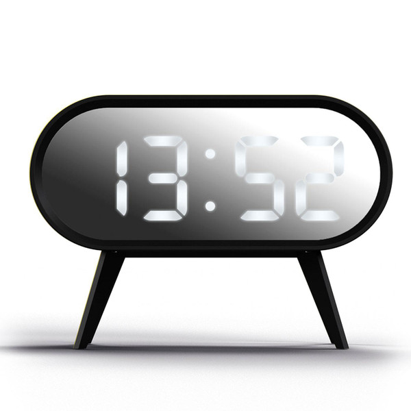 Newgate Space Hotel Cyborg Retro 80s Digital Standing Alarm Clock in Black and Silver