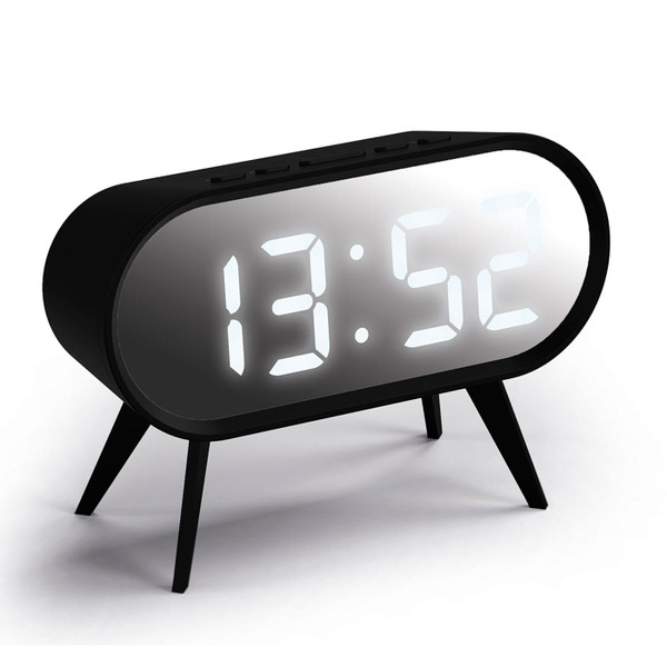 Newgate Space Hotel Cyborg Retro 80s Digital Standing Alarm Clock in Black and Silver